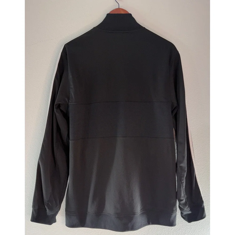 Adidas Track Jacket Full Zip Sport Black White Stripe Athletic Gym Activewear XL